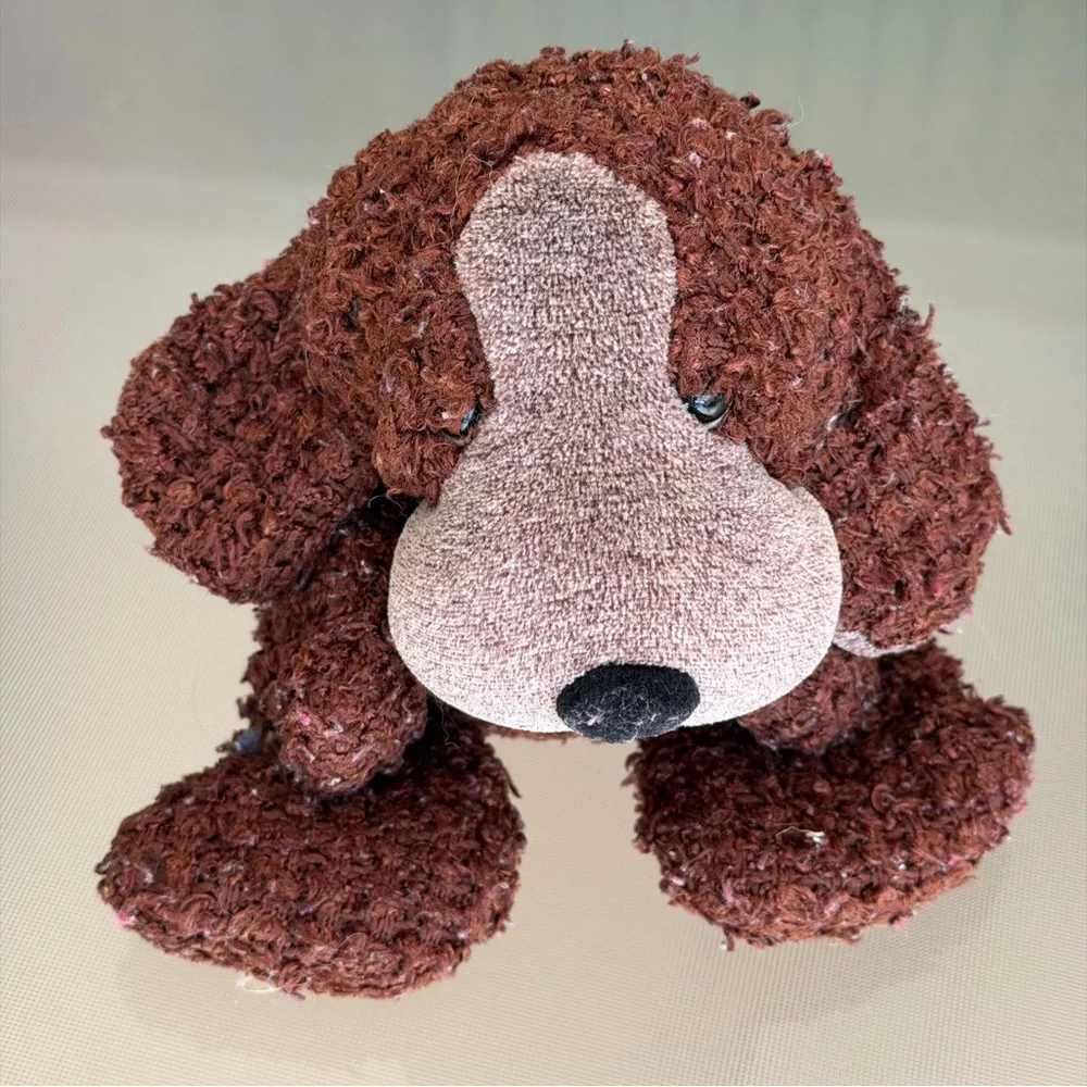 Russ Berrie‎ FLATFOOT Brown Grey Puppy Dog Plush Stuffed Animal 90s Toy